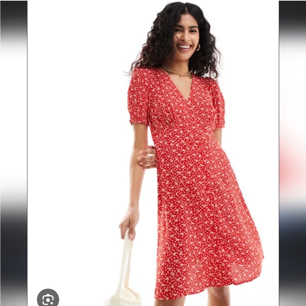 Paris Atelier & Other Stories Red Floral Button Front Dress